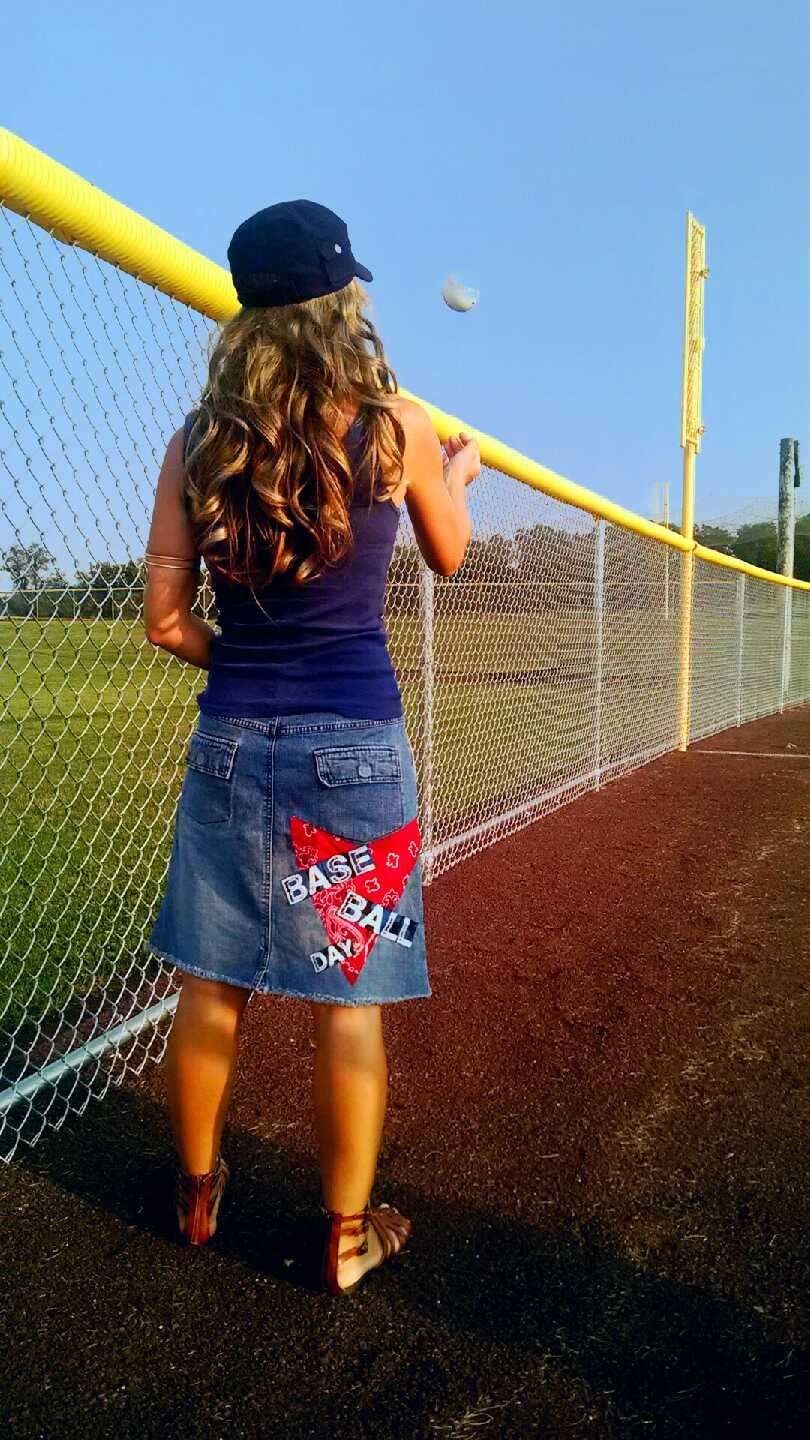 NY Denim Retro Maxi Skirt Sport Midi Skirt by AmyandAnnaDesigns