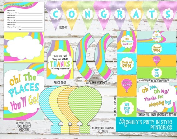 INSTANT DOWNLOAD - Oh, The Places You'll Go GRADUATION 2017 Printable ...