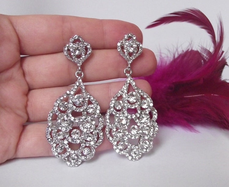 Swarovski Bridal Earrings Chandelier by nefertitijewelry2009