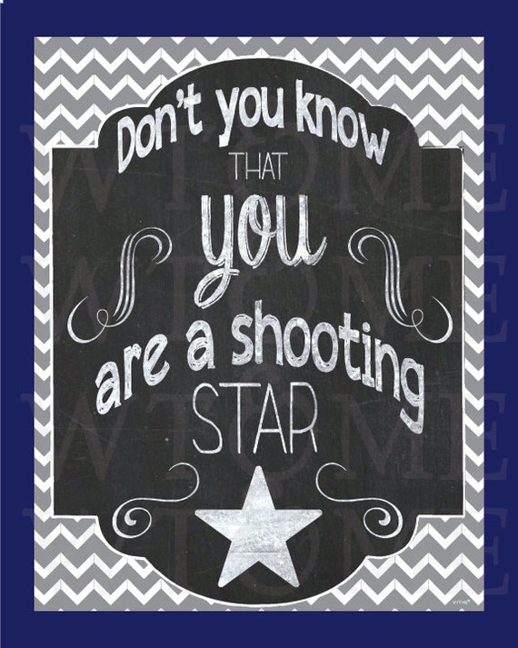 Nursery Design Chalk Print Shooting Star