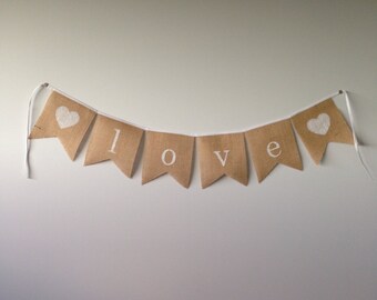 Burlap Hessian Love Bunting
