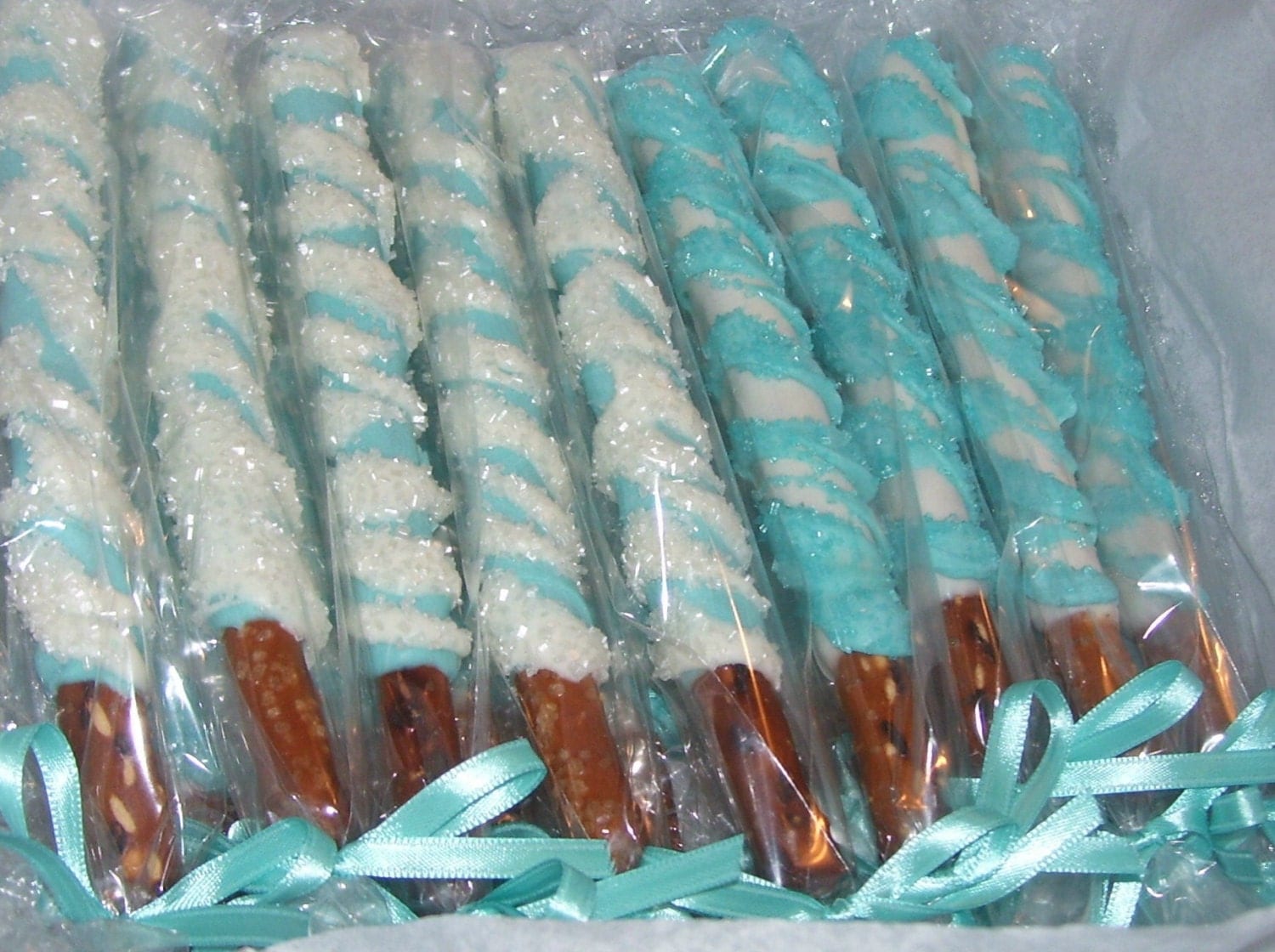 Pretzel Rods Chocolate Covered Pretty in Blue and White