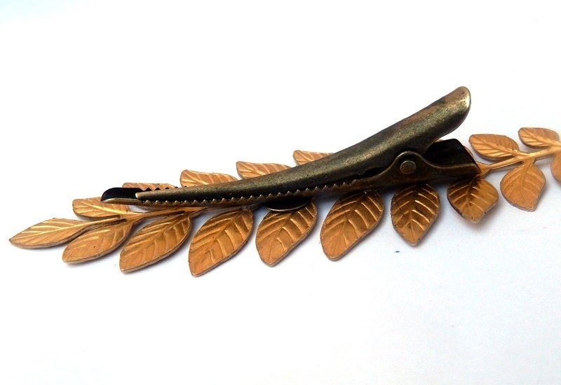 Brass Hair Clip Leaf Barrette Alligator Hair Clip Branch
