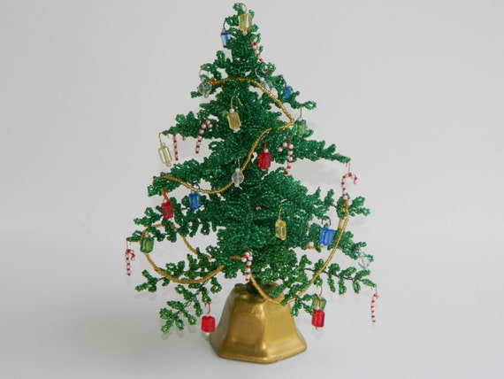 Miniature French Beaded Christmas Tree with by BeadedFleur on Etsy