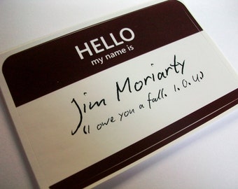 Jim Moriarty Sherlock Name Tag Sticker