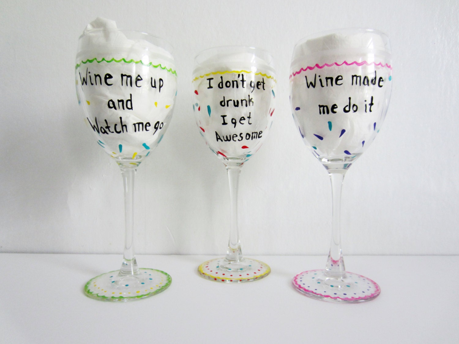 funny wine glass hand painted wine glasses set by ThatPaintedGlass