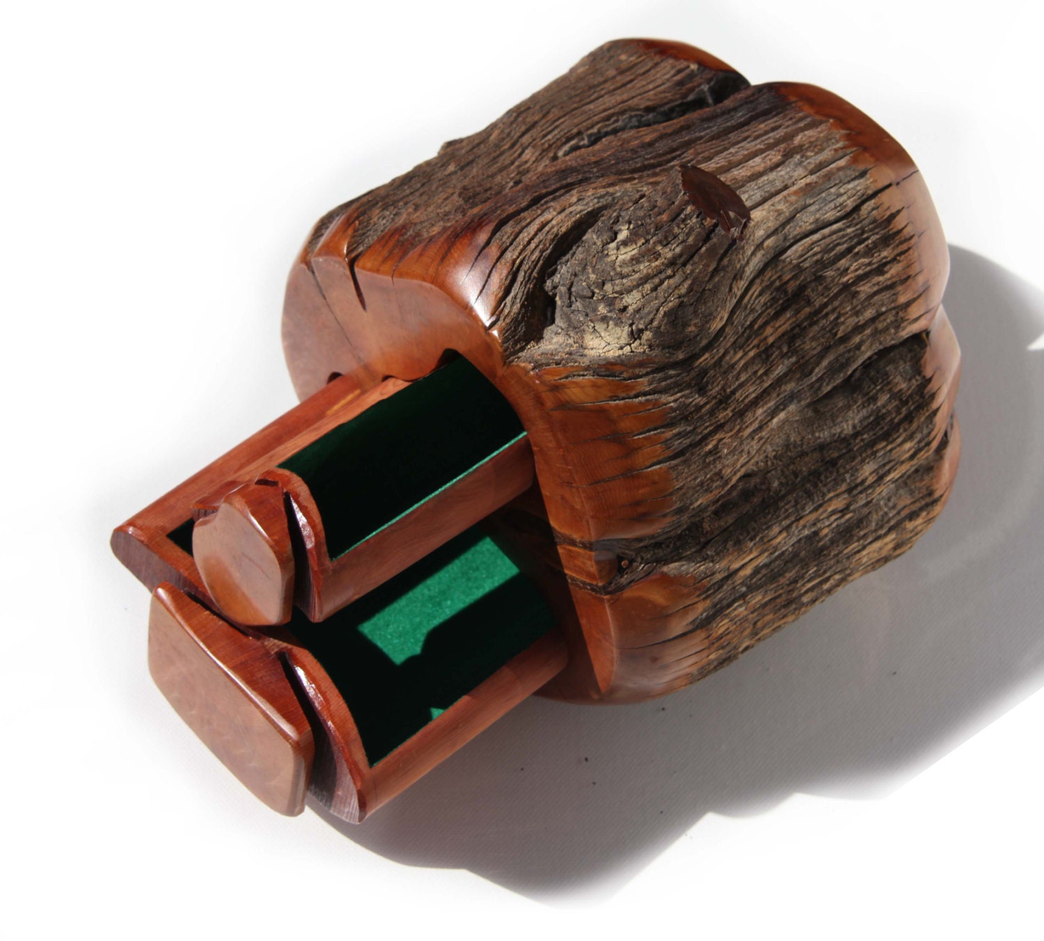 Wood Log Jewelry Box Carved Aromatic Cedar Lined Natural Wood