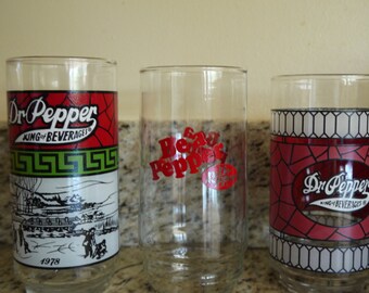 Vintage Dr. Pepper Promotional Glasses, Various Styles