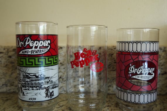 Vintage Dr. Pepper Promotional Glasses Various By Grandmastable