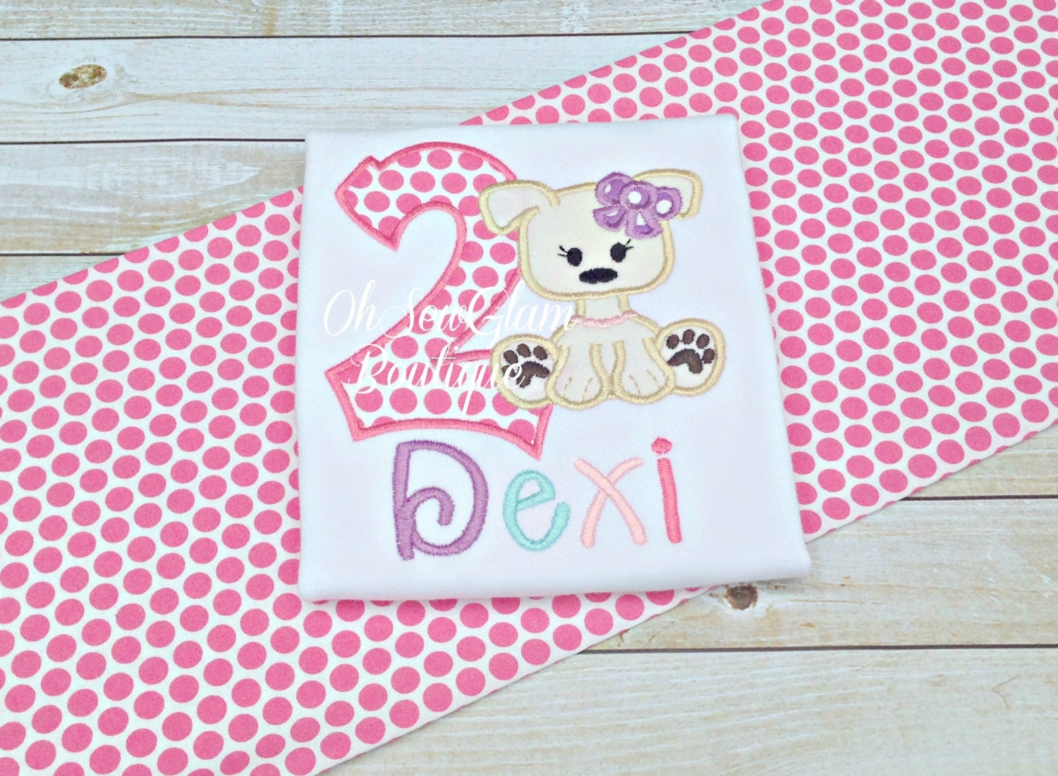 Girls Puppy Dog Birthday Shirt Girls Embroidered Shirt