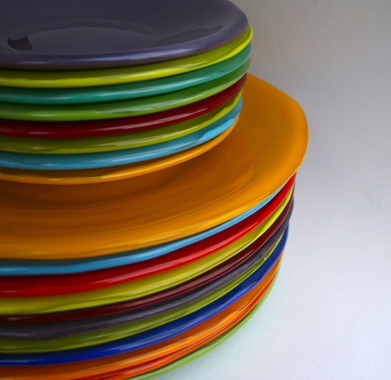 Items similar to Bright Colored, Handmade, Fused Glass Small Plates