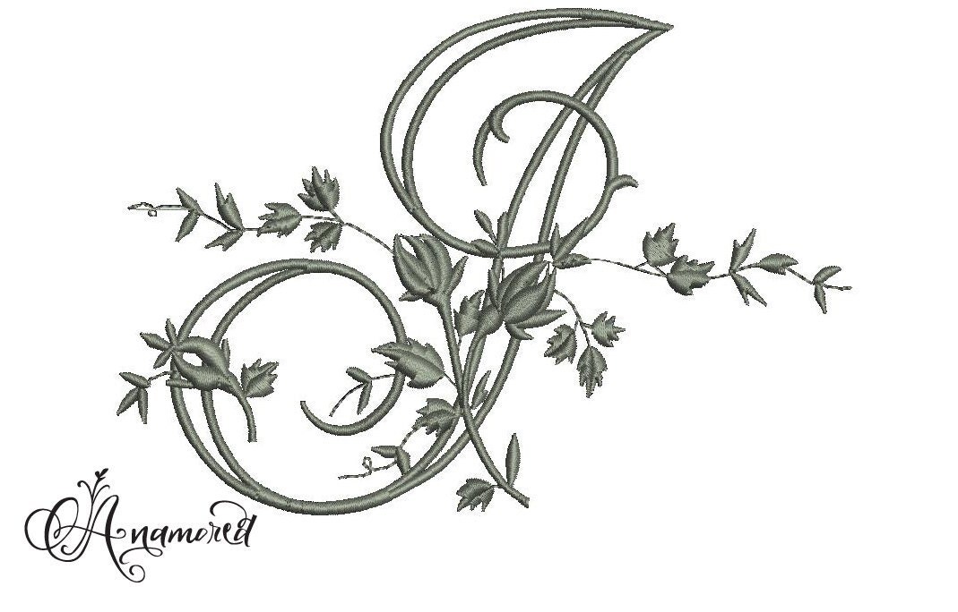 Letter J Fancy Vine/Floral Embroidery Letter by Anamored on Etsy