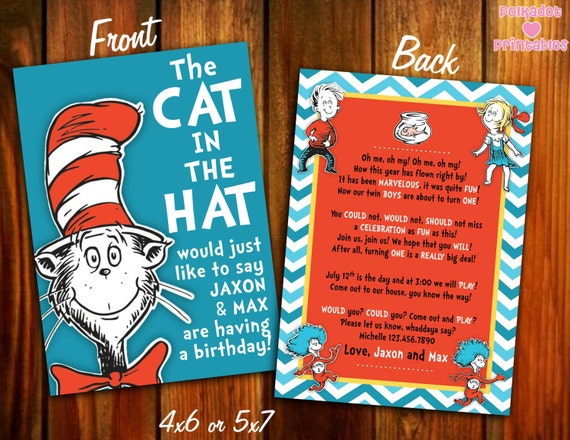 Dr Seuss Twin Birthday Invitations 7