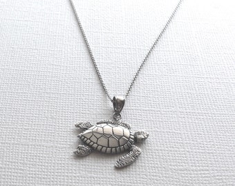 Turtle Necklace in Sterling Silver, Turtle Jewelry