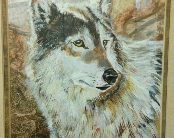 Wolf - Call of the Wild - 9 x 12 Acrylic - in a 16 x 20 frame