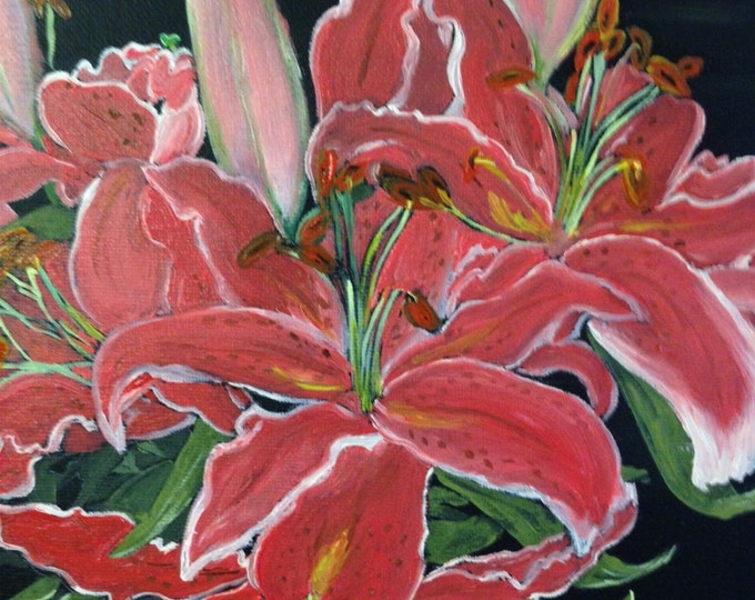 Oil Painting on Canvas of Oriental Lily - 12" x 12"