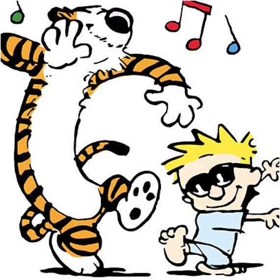 Calvin and Hobbes Dancing with Joy Poster Print by Wallartxshop