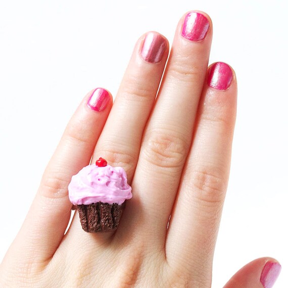 Chocolate Cupcake Ring Food Jewelry Polymer Clay Baking