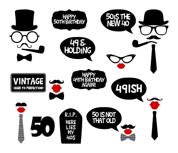 50th Birthday Party Printable Photo Booth by BCreativeDesignArts