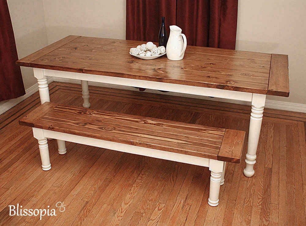 Farmhouse Table with Spindle Legs Wood Dining Table by Blissopia