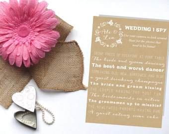 Wedding I Spy, I spy Wedding Game, I spy guest photos, Printable 5x7, Rustic Wedding