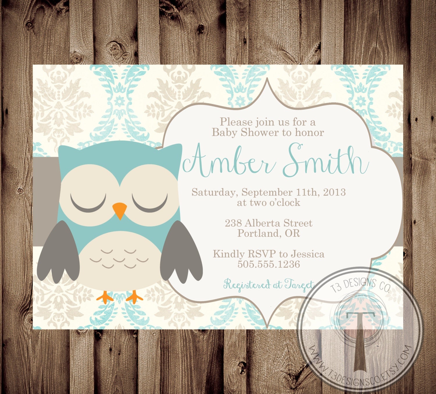 Printable Owl Baby Shower Invitations 8