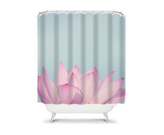 Lotus Meets Sky shower curtain bathroom by wanderlustography