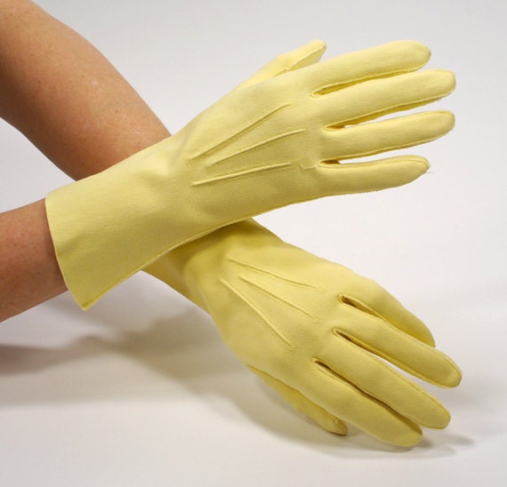 Vintage Yellow Cotton Above the Wrist Ladies Dress Gloves – Size 7 ...