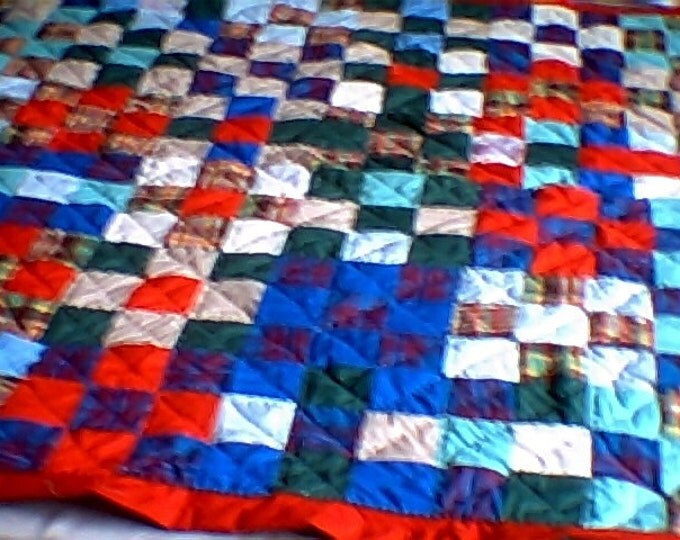 Patch Work Block Child Throw Quilt , Baby Bedding Cover or Lap Cover