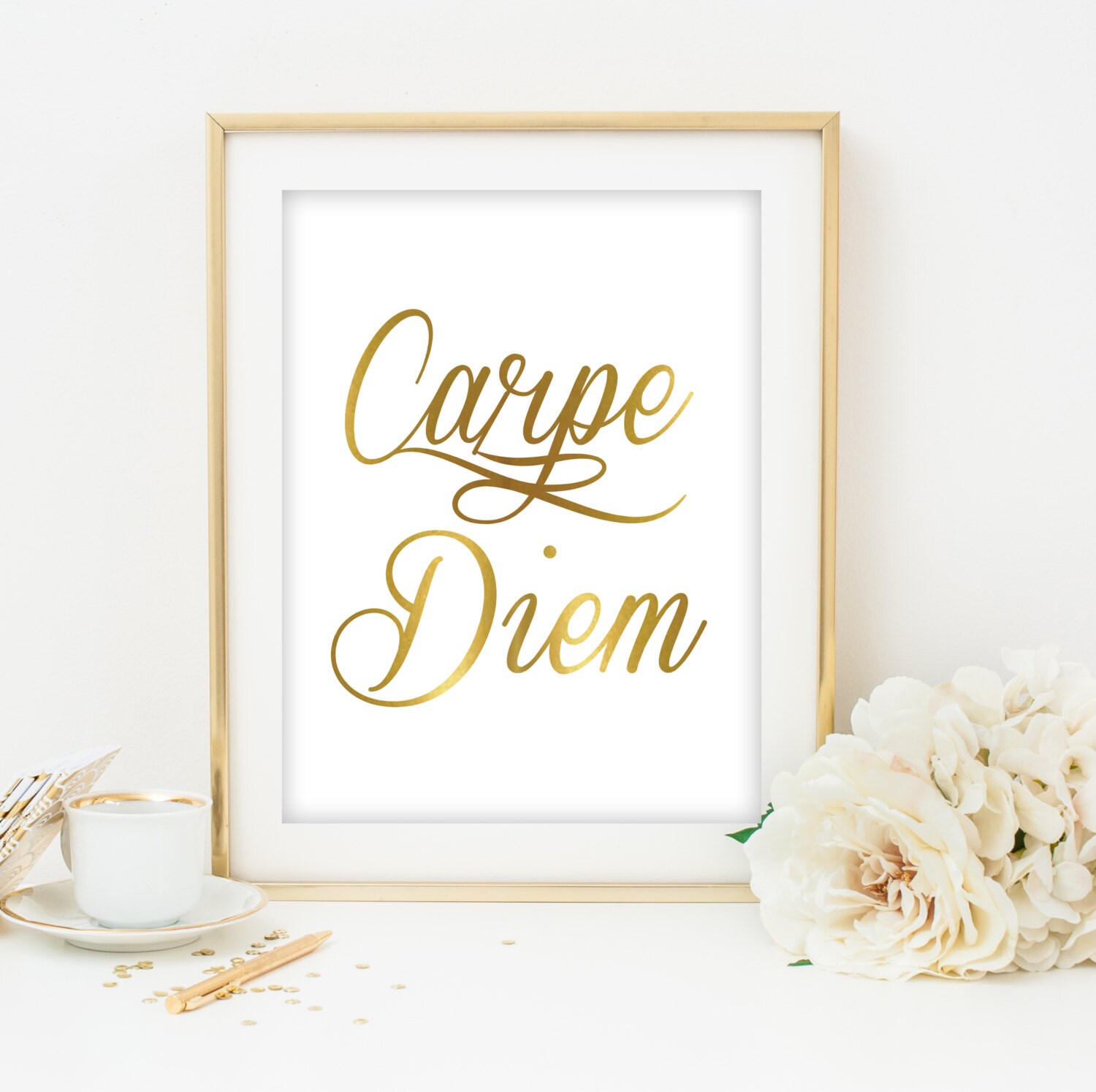 carpe diem printable gold writing printable quote print quote