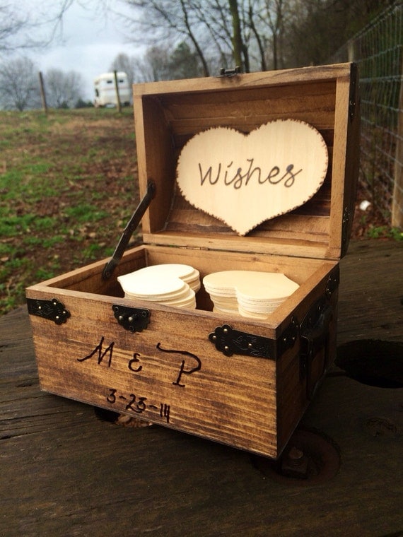 Personalized Rustic Wedding Wood Chest - Guest Book Alternative - Shabby Shic Wedding - Advice Box - Wishing Well by CountryBarnBabe