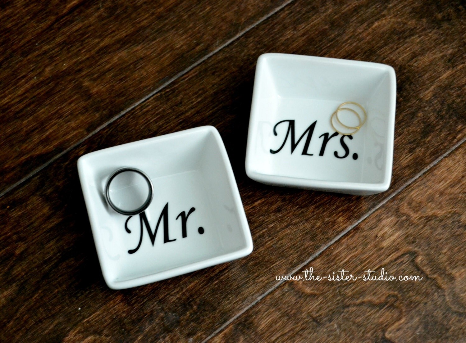 Mr. and Mrs. Ring Dish Jewelry Tray Vinyl Decal Wedding