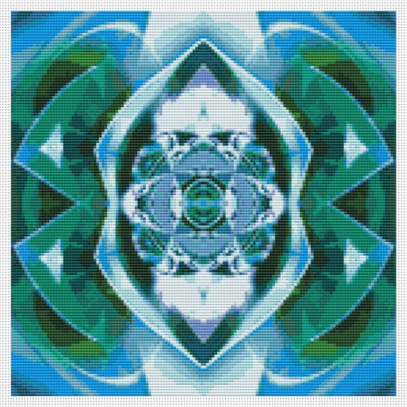 Stunning Crystal Blue Cross Stitch PDF Pattern, Instant download.