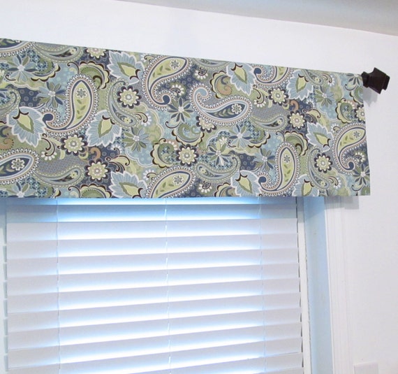 Items similar to Straight Valance Blue Paisley Kentshire Home ...