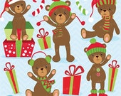 80% OFF SALE Christmas Teddy bear clipart commercial use, vector graphics, digital clip art, digital images - CL608 Il_170x135