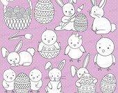 80% OFF SALE easter bunny digital stamp commercial use, vector graphics, digital stamp, digital images - DS506 Il_170x135