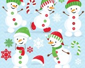 80% OFF SALE Happy Snowman clipart commercial use, vector graphics, digital clip art, digital images - CL619 Il_170x135