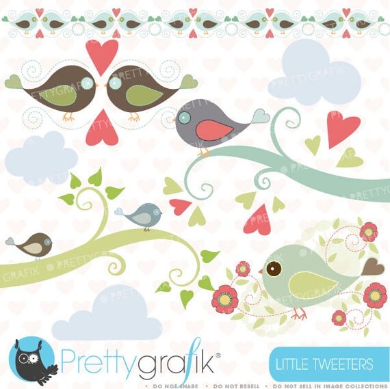 bird tweet clipart commercial use, vector graphics, digital clip art, digital images - CL426 Il_570xn