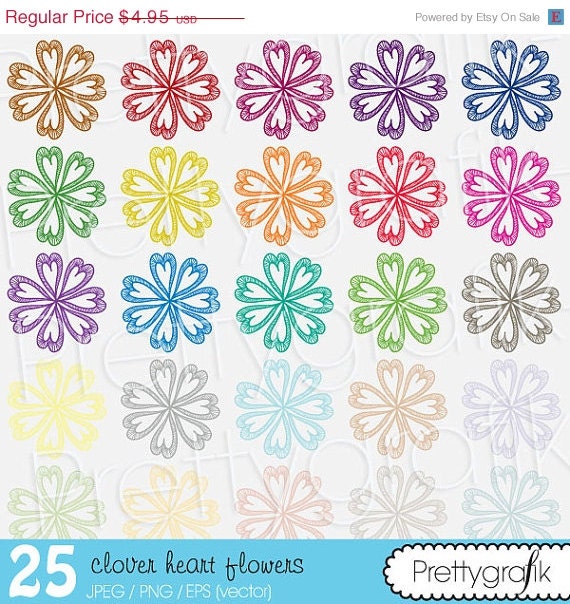 60% OFF SALE 25 flower heart clipart commercial use, vector graphics, digital clip art, digital images - CL502 Il_570xn