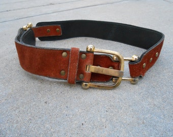 Rust Suede Leather Belt 1960s or 1970s