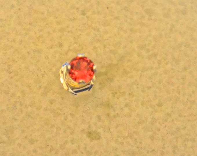 Red Orange Sapphire Studs, Petite 3mm Round, Natural, Set in Sterling Silver E477