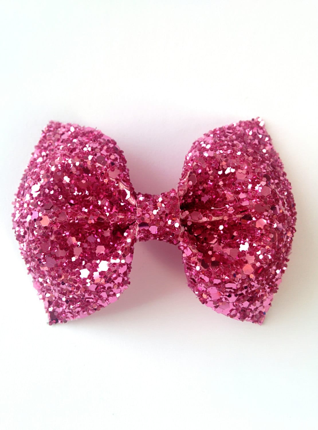 Mini Pink Rose Glitter Bow / Pink Glitter Bow / Glitter Fabric