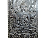 Hand Carved Buddha Wall Panel Buddha in Vitarka Mudra Architectural Wall Sculpture