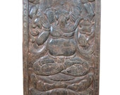 Antique Wall Panel Hand Carved Ganesha Door Panels India 72 X 36 Inches