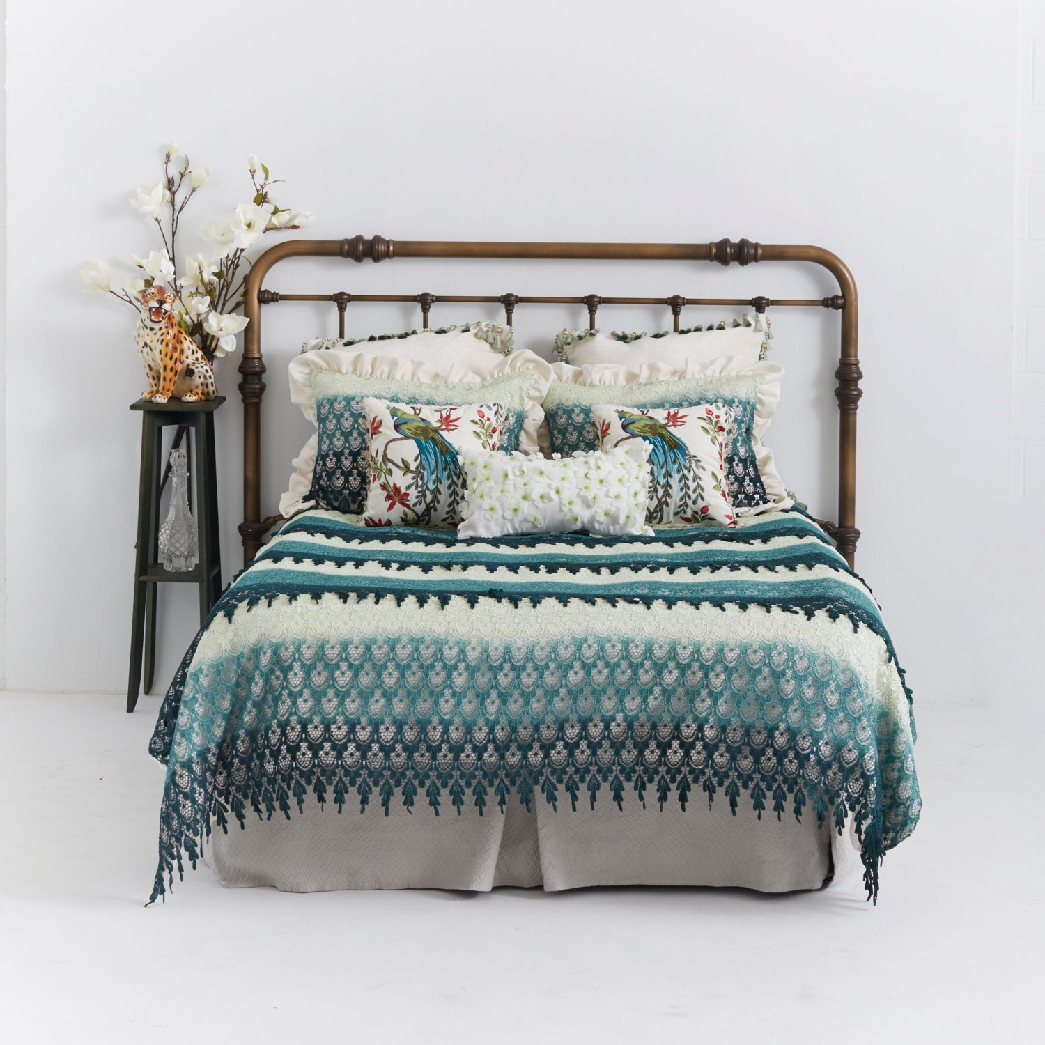 shabby chic duvet cover venetian lace in green ombre shabby chic duvet cover venetian lace in green ombre