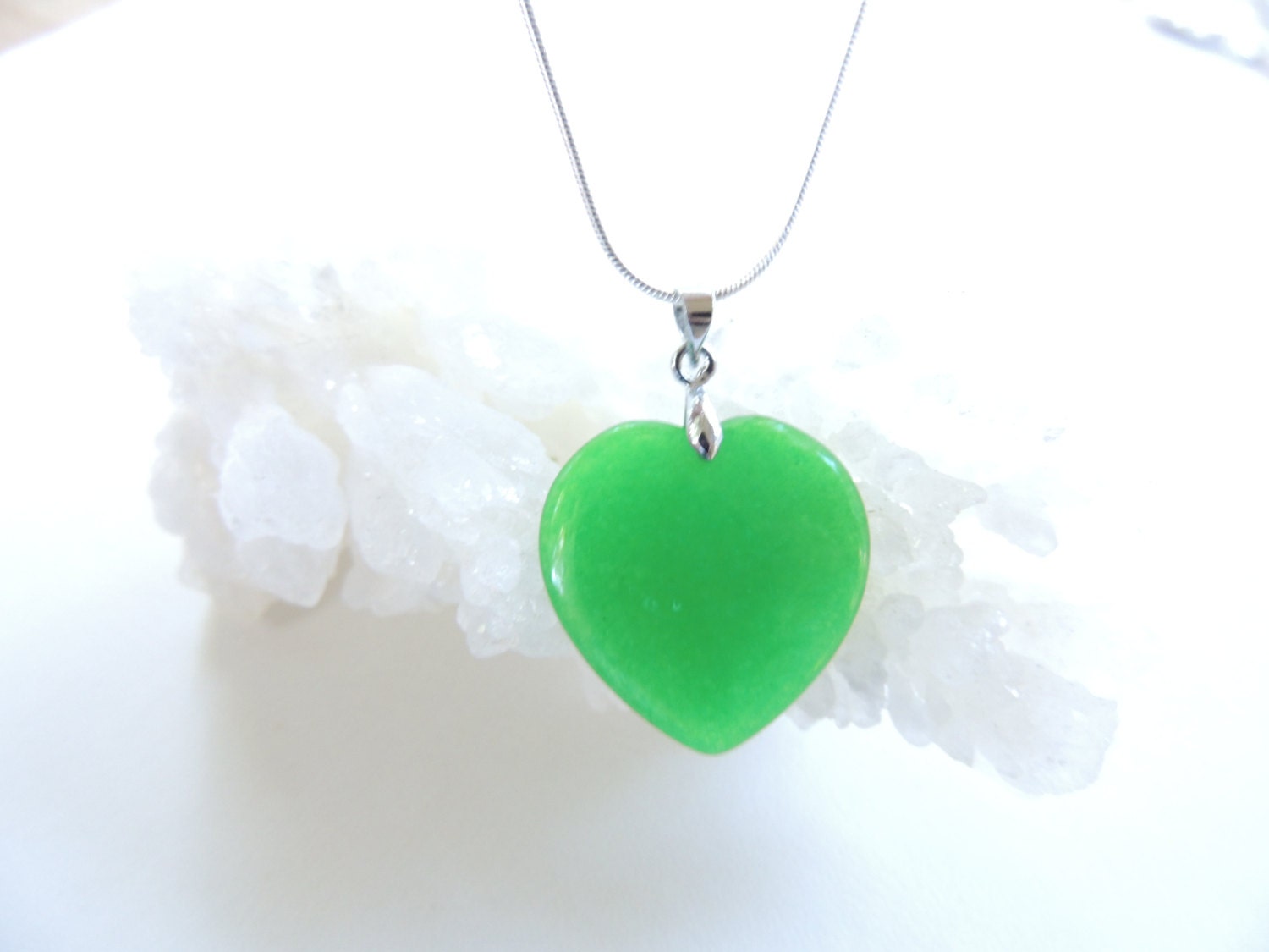 Green Jade Heart Necklace Heart Necklace Jade Necklace