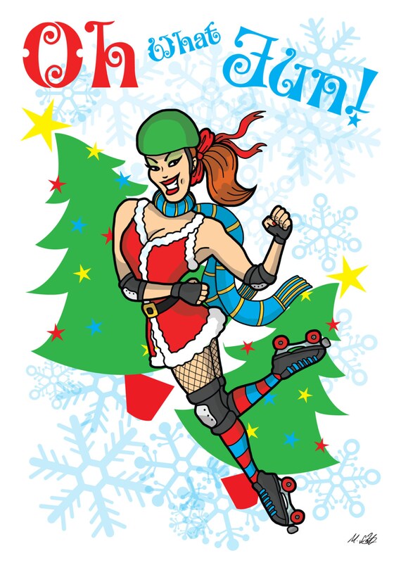 items similar to roller derby oh what fun christmas card items similar to roller derby oh what fun christmas card