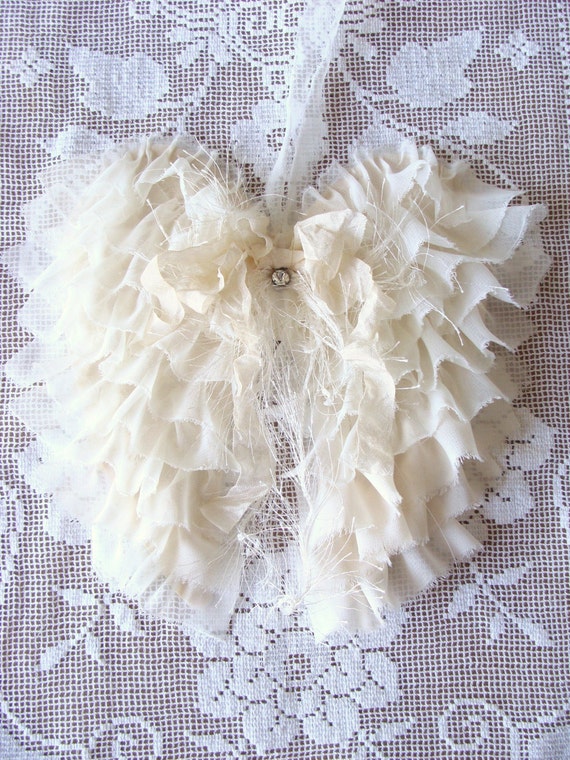 Shabby Fabric Angel Wings French Country Cottage Style Angel Wings Wall Decor