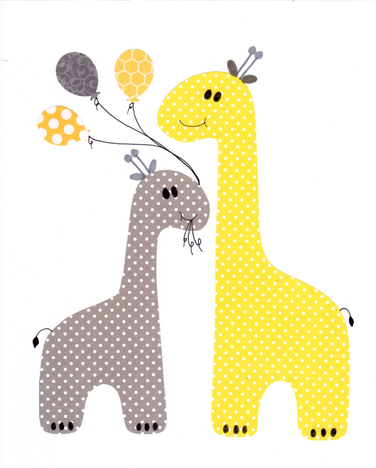 Yellow and Grey Nursery Artwork Print // Baby Room Decoration