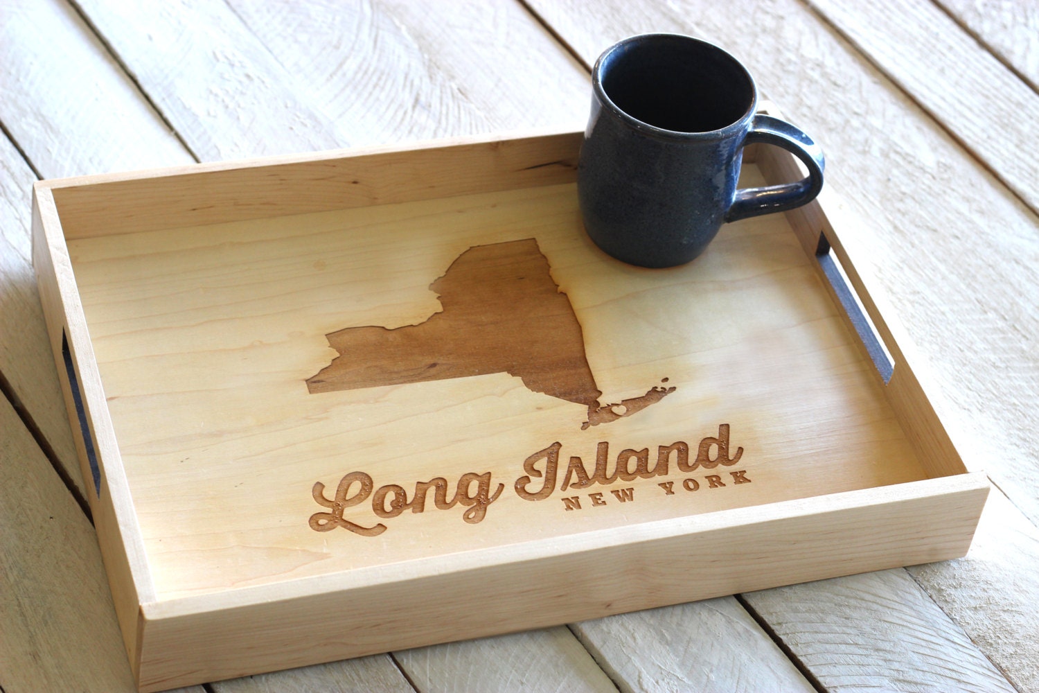 Custom Personalized Wooden Serving Tray Engraved City